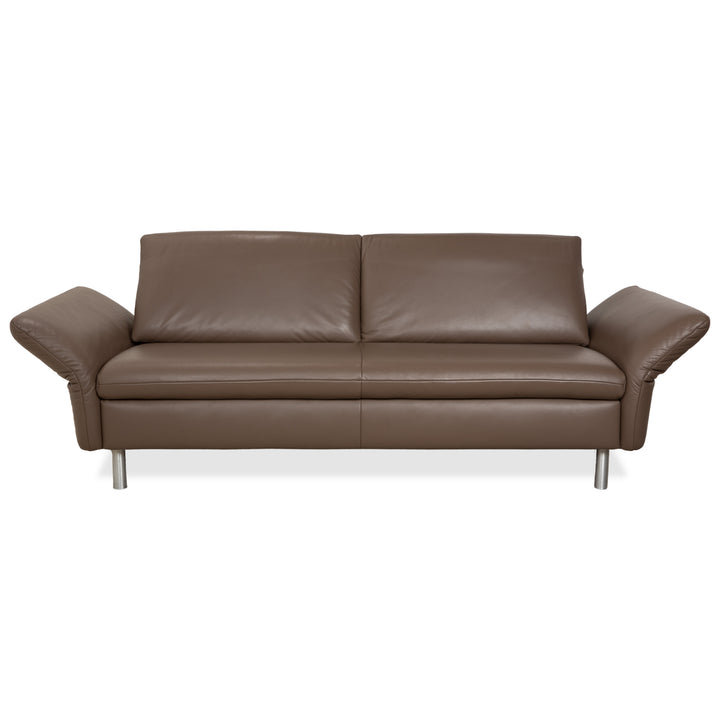 Koinor Vittoria Leather Two-Seater Brown Taupe Manual Function Sofa Couch