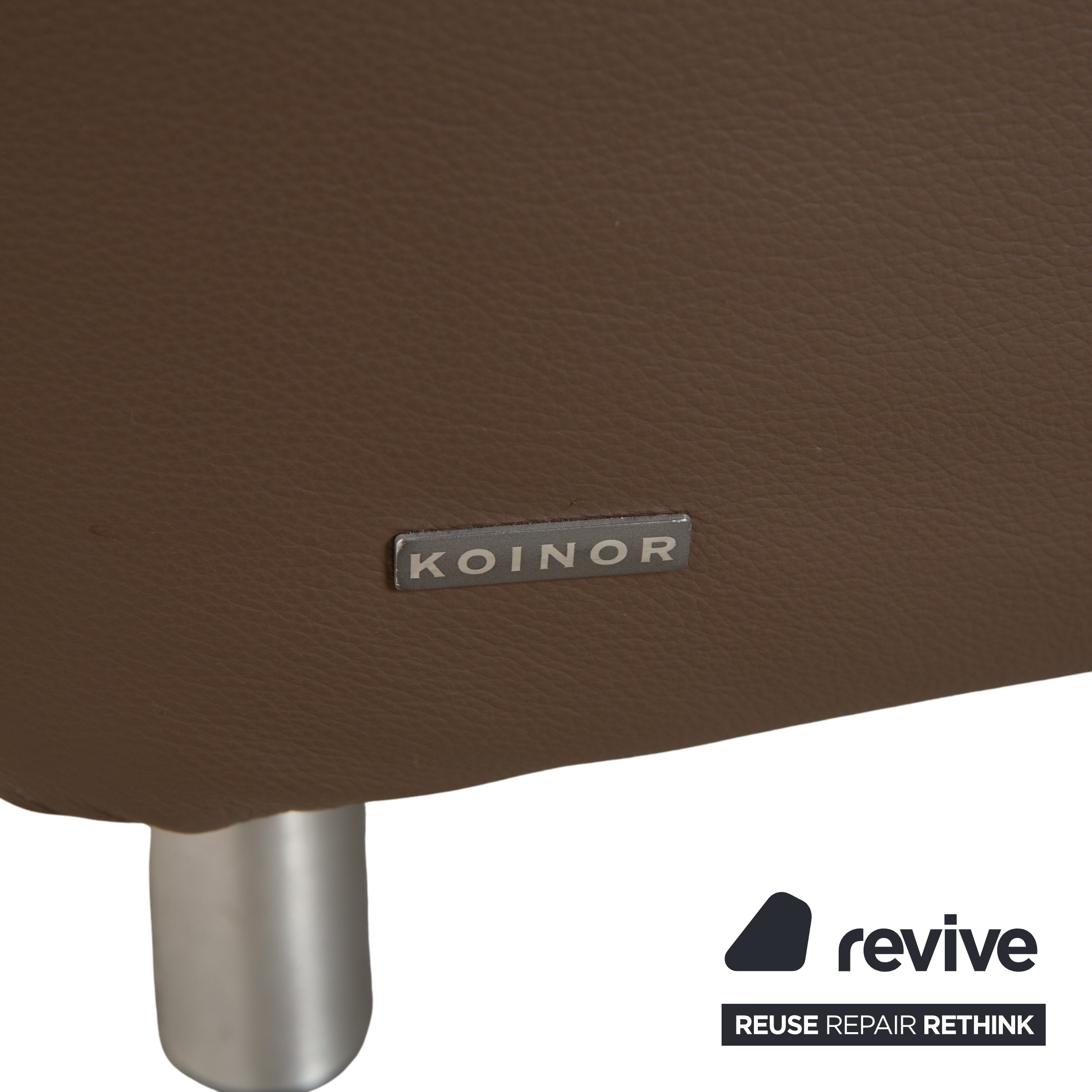 Canapé deux places Koinor Vittoria en cuir marron taupe à réglage manuel