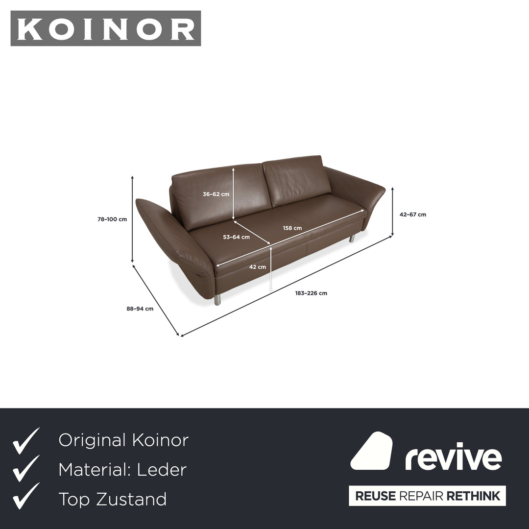 Koinor Vittoria Leather Two-Seater Brown Taupe Manual Function Sofa Couch