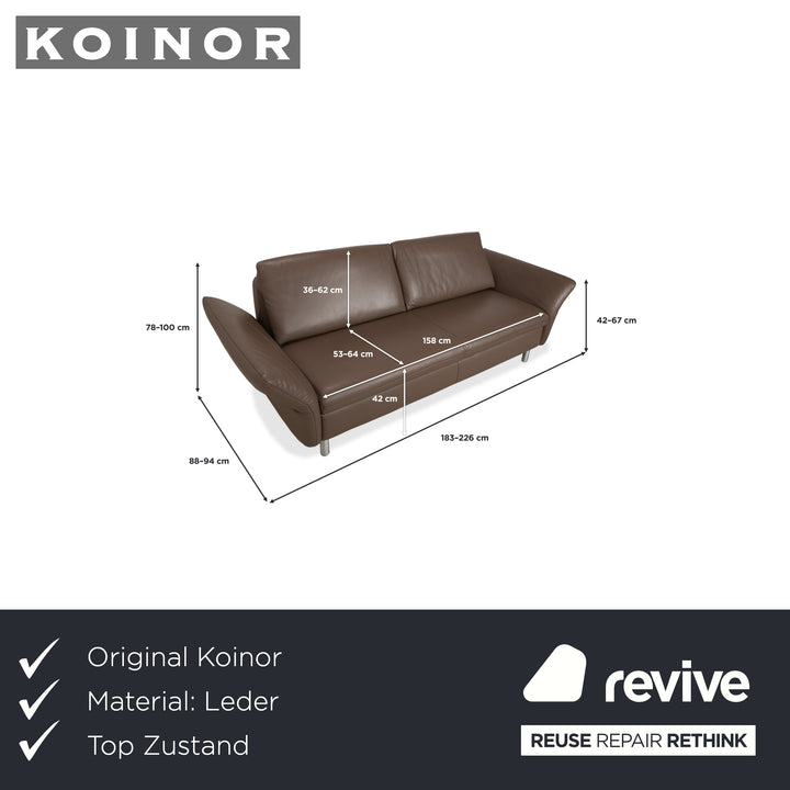 Koinor Vittoria Leather Two-Seater Brown Taupe Manual Function Sofa Couch