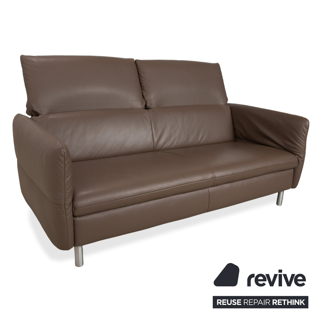 Koinor Vittoria Leather Two-Seater Brown Taupe Manual Function Sofa Couch