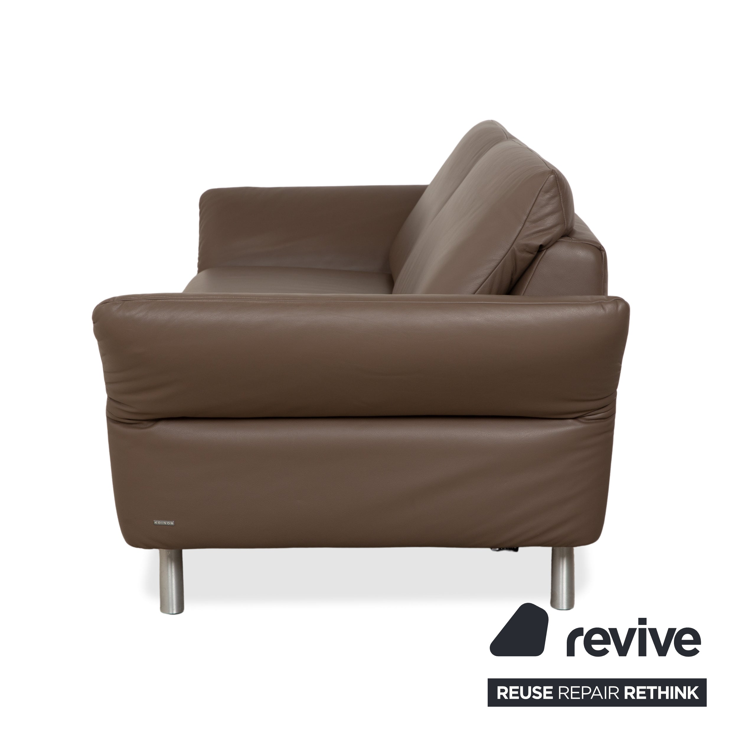 Canapé deux places Koinor Vittoria en cuir marron taupe à réglage manuel