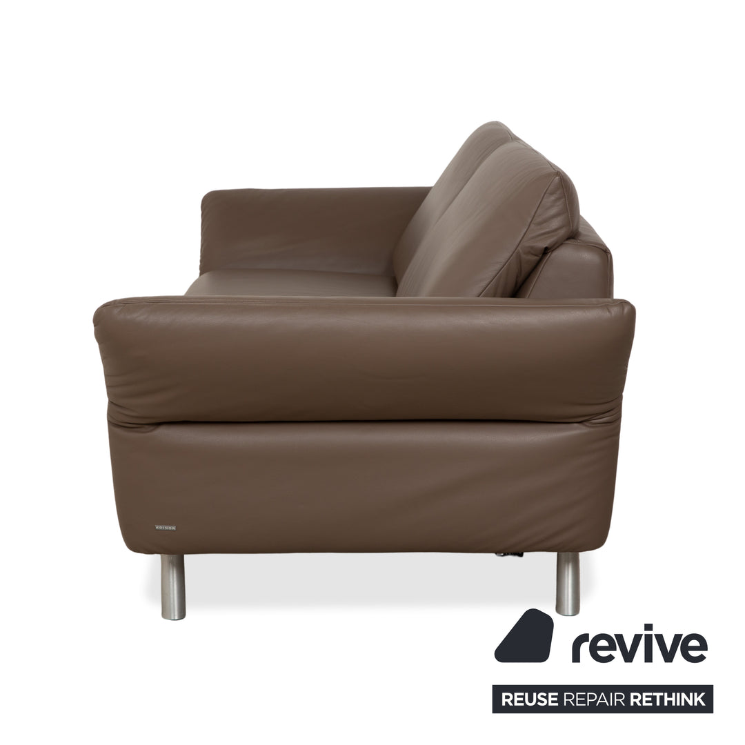 Koinor Vittoria Leather Two-Seater Brown Taupe Manual Function Sofa Couch