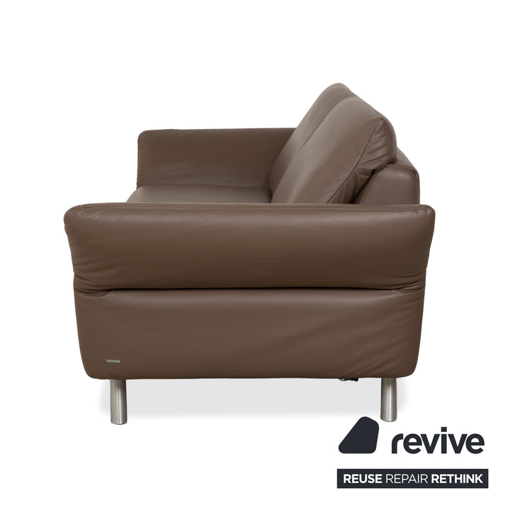 Koinor Vittoria Leather Two-Seater Brown Taupe Manual Function Sofa Couch