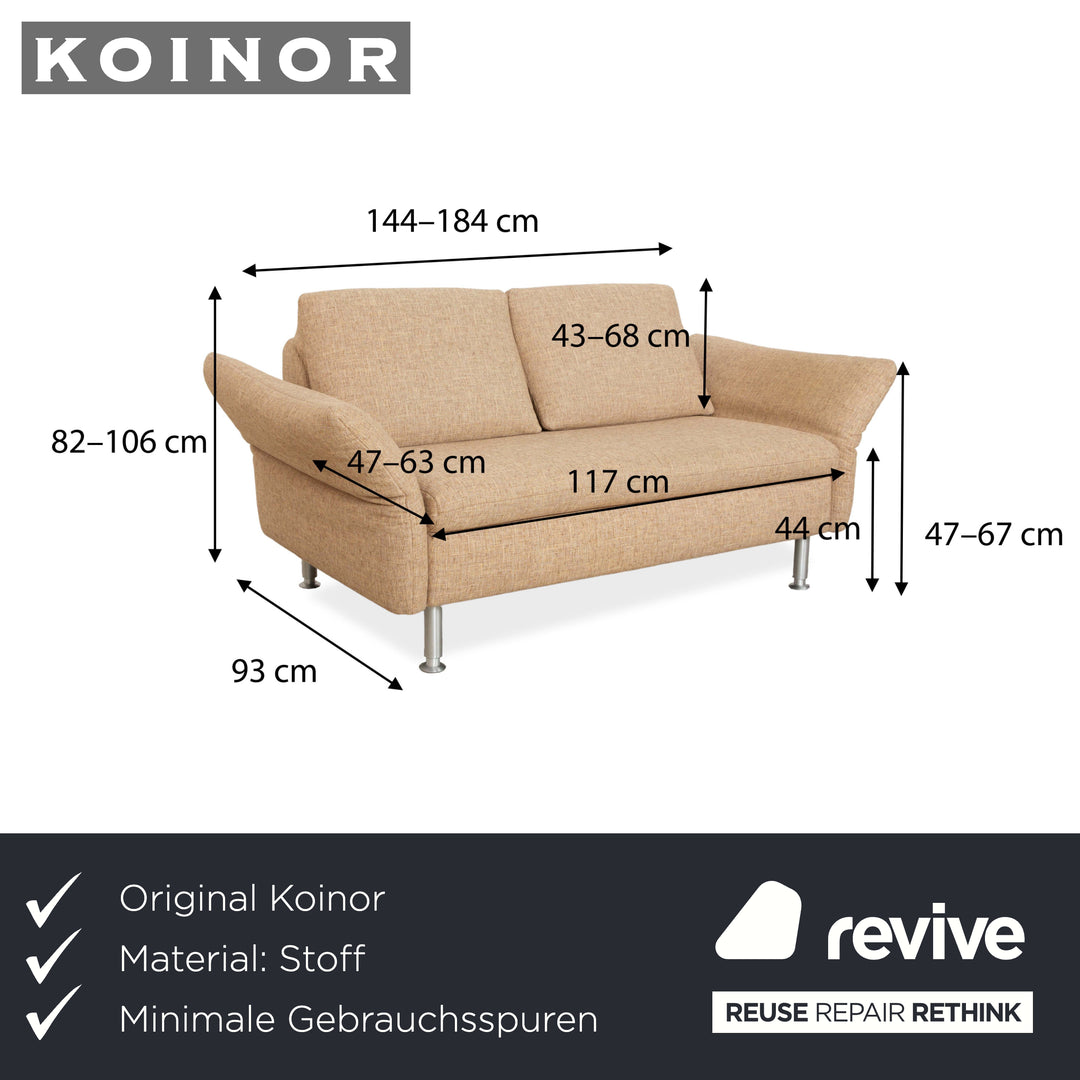 Koinor Vittoria Fabric Two Seater Beige Manual Function Sofa Couch
