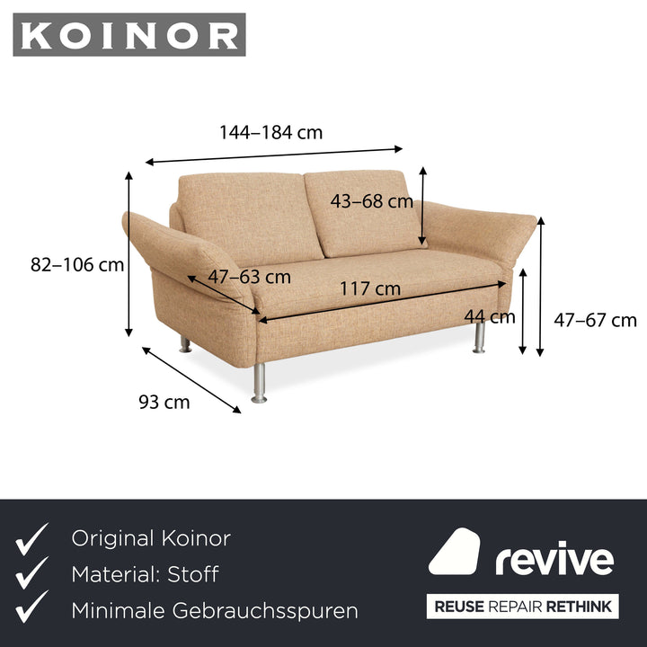 Koinor Vittoria Fabric Two Seater Beige Manual Function Sofa Couch