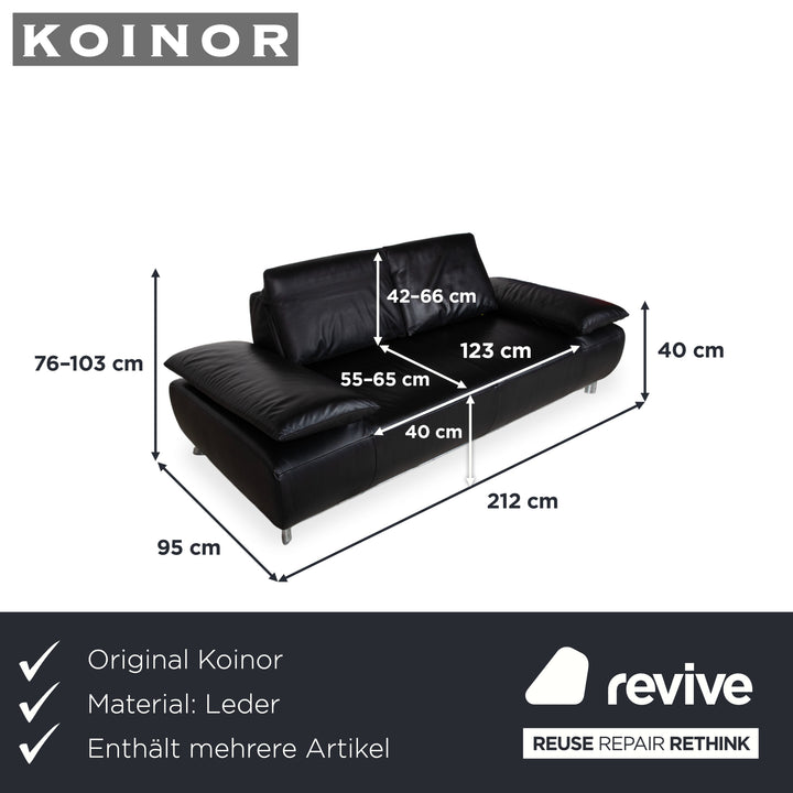 Koinor Volare Garnitur Leder Zweisitzer Dreisitzer Hocker Couchtisch Schwarz manuelle Funktion Sofa Couch