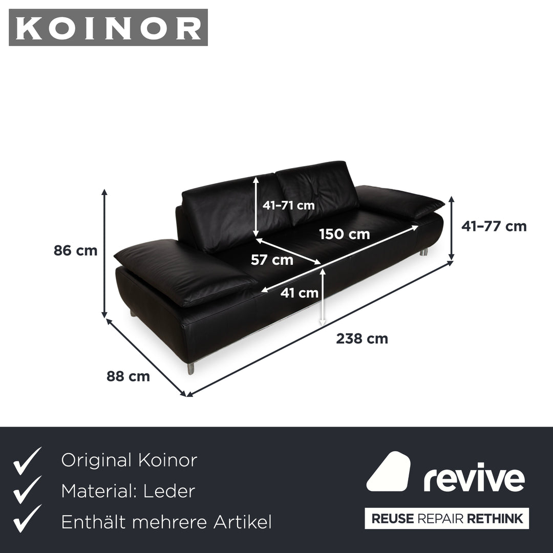 Koinor Volare Garnitur Leder Zweisitzer Dreisitzer Hocker Couchtisch Schwarz manuelle Funktion Sofa Couch