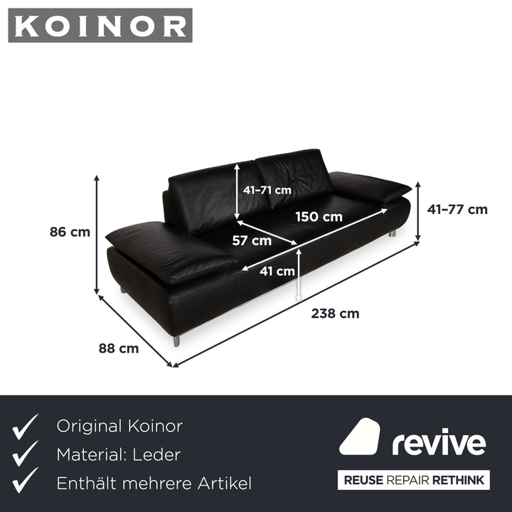 Koinor Volare Garnitur Leder Zweisitzer Dreisitzer Hocker Couchtisch Schwarz manuelle Funktion Sofa Couch