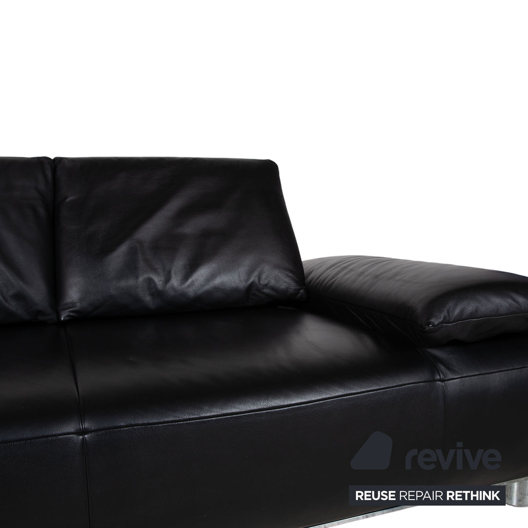 Koinor Volare Garnitur Leder Zweisitzer Dreisitzer Hocker Couchtisch Schwarz manuelle Funktion Sofa Couch