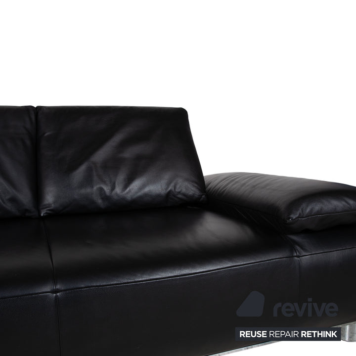 Koinor Volare Garnitur Leder Zweisitzer Dreisitzer Hocker Couchtisch Schwarz manuelle Funktion Sofa Couch