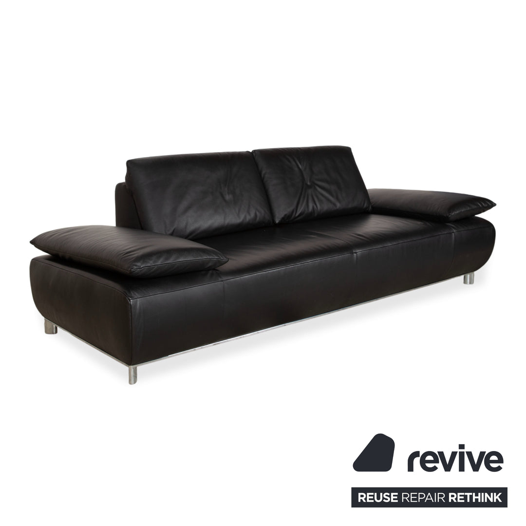 Koinor Volare Suite Leather Two-Seater Three-Seater Ottoman Coffee Table Black Manual Function Sofa Couch