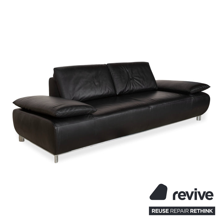 Koinor Volare Garnitur Leder Zweisitzer Dreisitzer Schwarz manuelle Funktion Sofa Couch