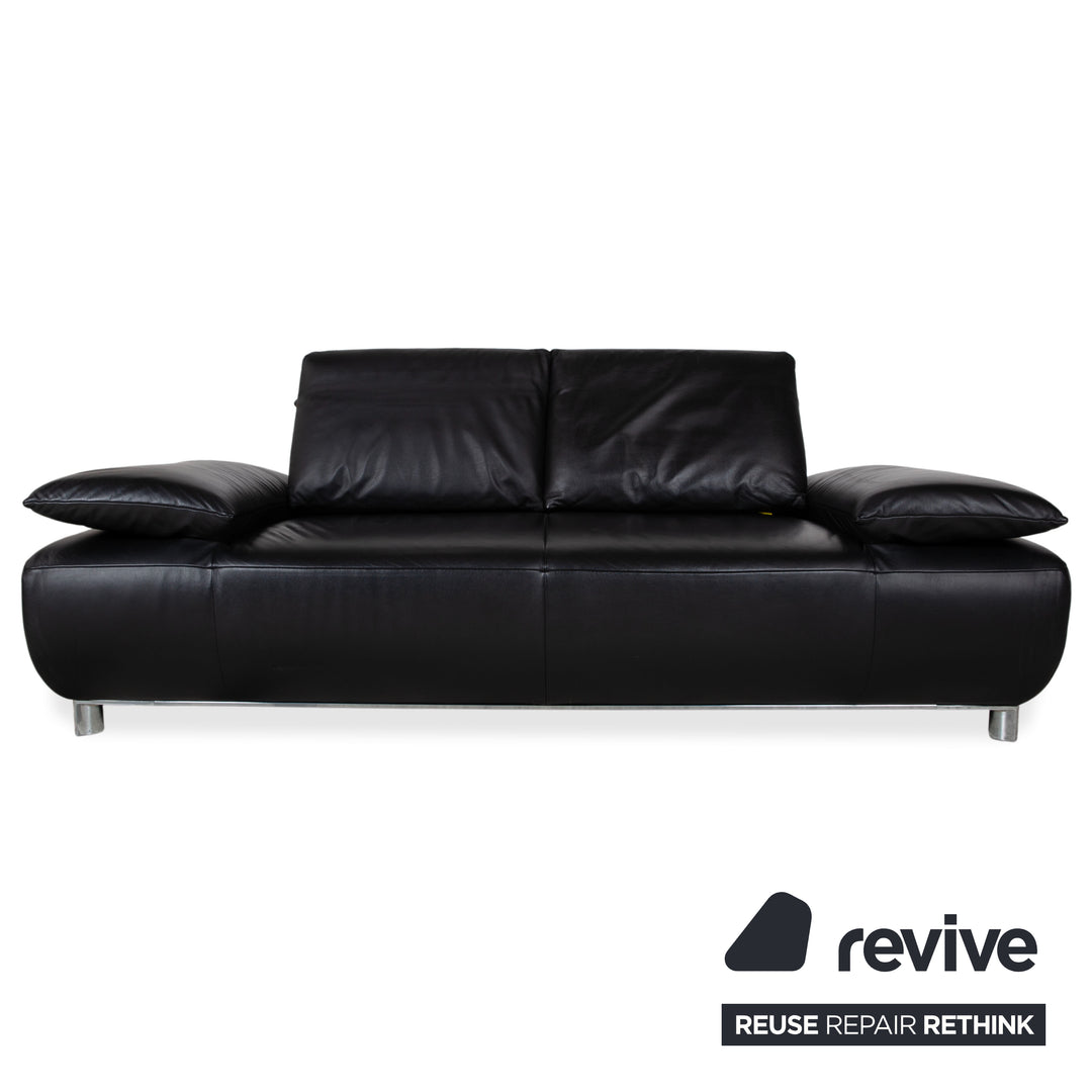 Koinor Volare Garnitur Leder Zweisitzer Dreisitzer Schwarz manuelle Funktion Sofa Couch