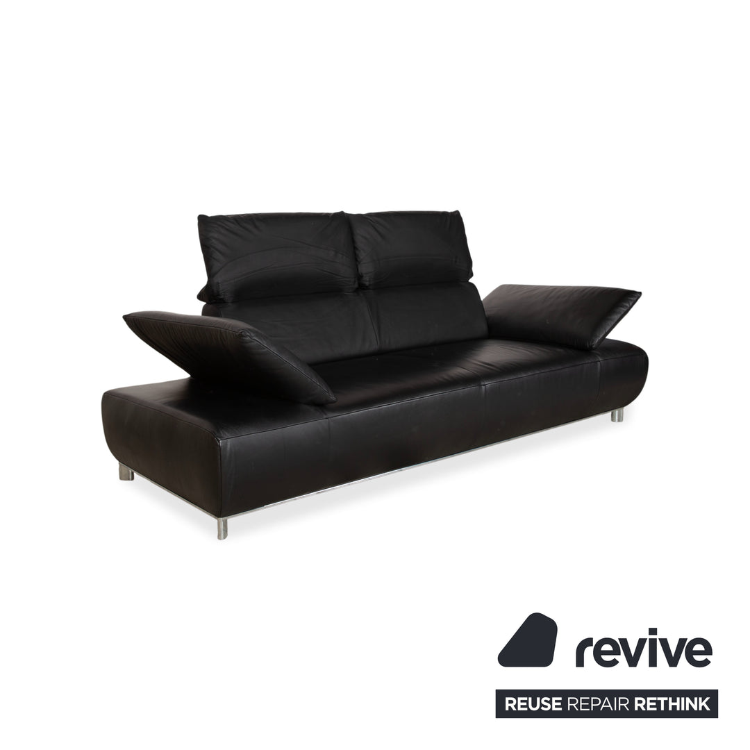 Koinor Volare Garnitur Leder Zweisitzer Dreisitzer Schwarz manuelle Funktion Sofa Couch