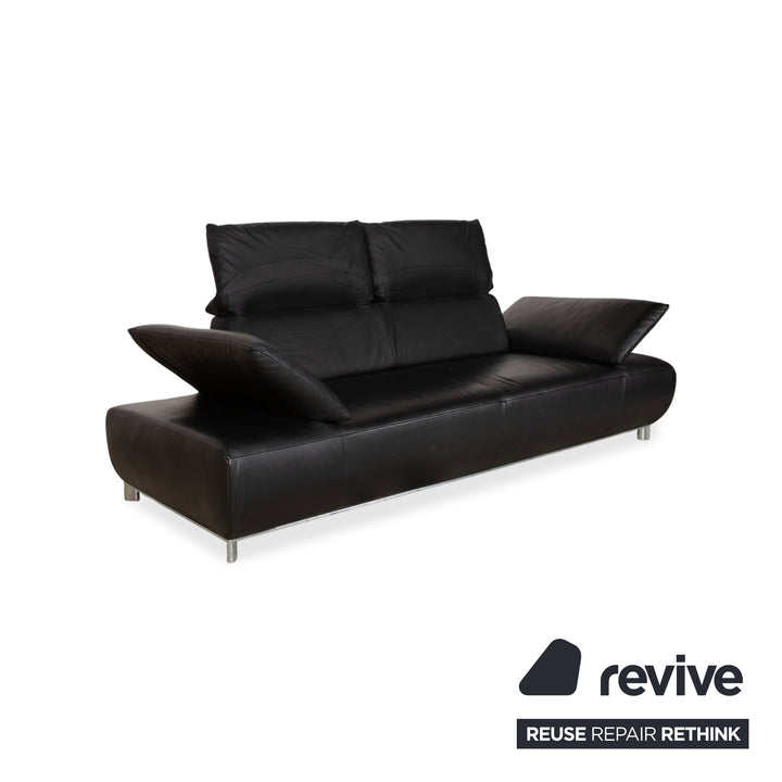 Koinor Volare Garnitur Leder Zweisitzer Dreisitzer Schwarz manuelle Funktion Sofa Couch
