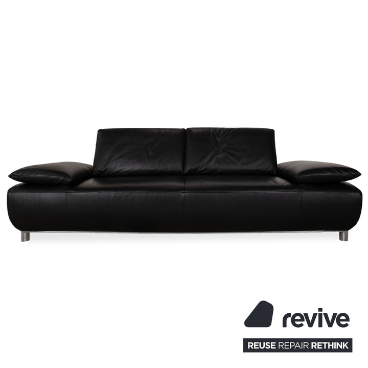 Koinor Volare Garnitur Leder Zweisitzer Dreisitzer Schwarz manuelle Funktion Sofa Couch