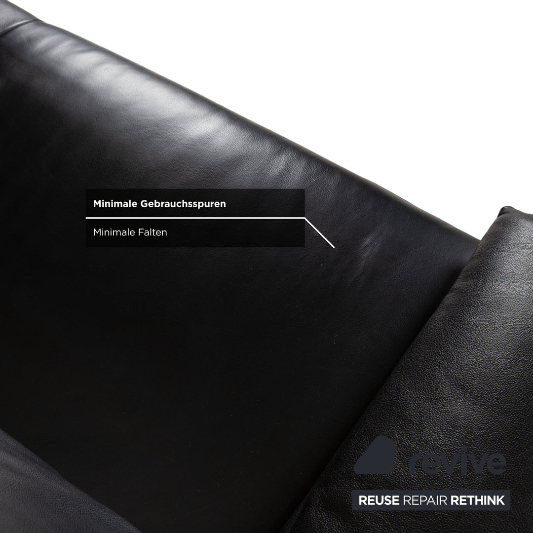 Koinor Volare Garnitur Leder Zweisitzer Dreisitzer Schwarz manuelle Funktion Sofa Couch