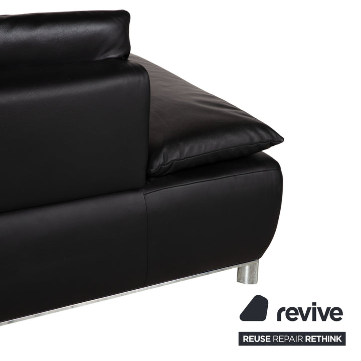Koinor Volare Garnitur Leder Zweisitzer Dreisitzer Schwarz manuelle Funktion Sofa Couch