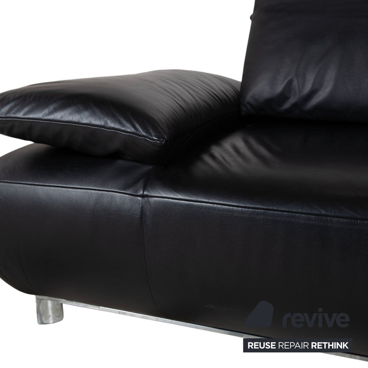 Koinor Volare Garnitur Leder Zweisitzer Dreisitzer Schwarz manuelle Funktion Sofa Couch