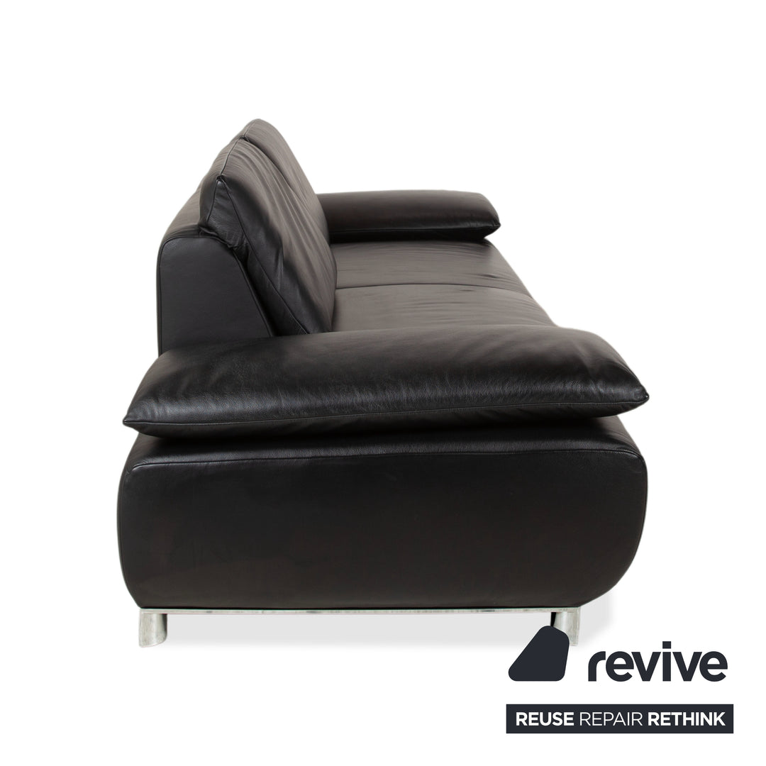 Koinor Volare Garnitur Leder Zweisitzer Dreisitzer Schwarz manuelle Funktion Sofa Couch