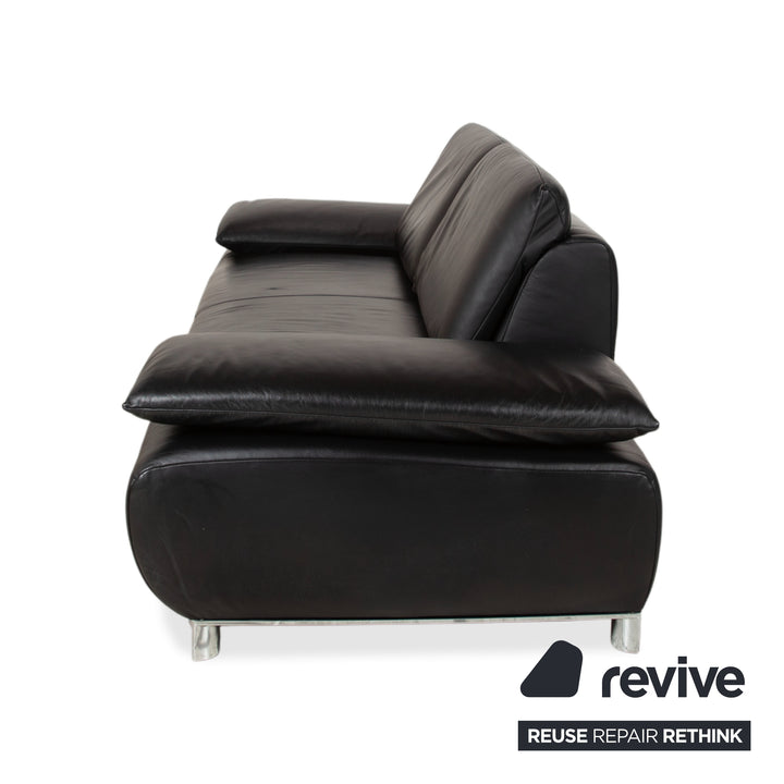 Koinor Volare Garnitur Leder Zweisitzer Dreisitzer Schwarz manuelle Funktion Sofa Couch