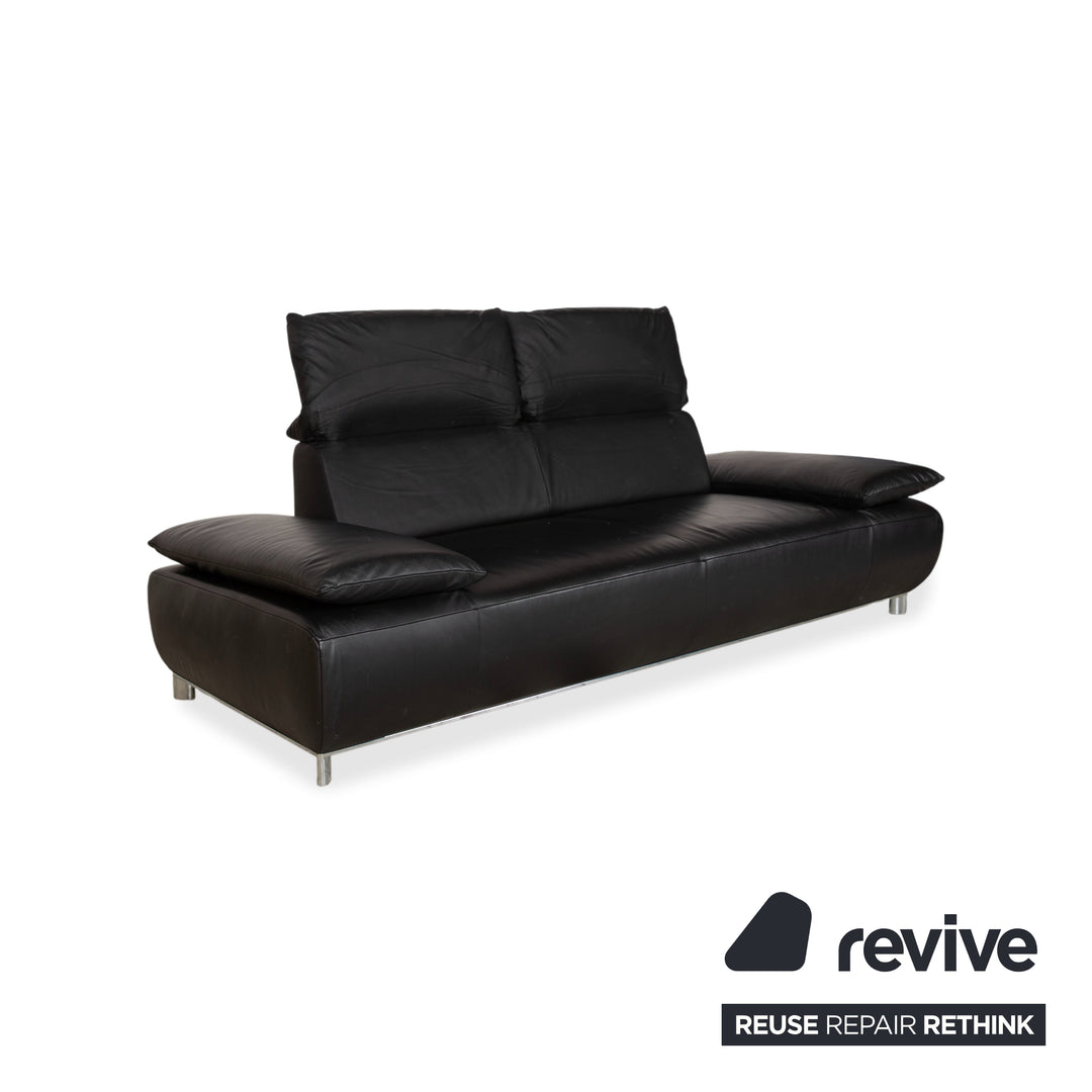 Koinor Volare Garnitur Leder Zweisitzer Dreisitzer Schwarz manuelle Funktion Sofa Couch
