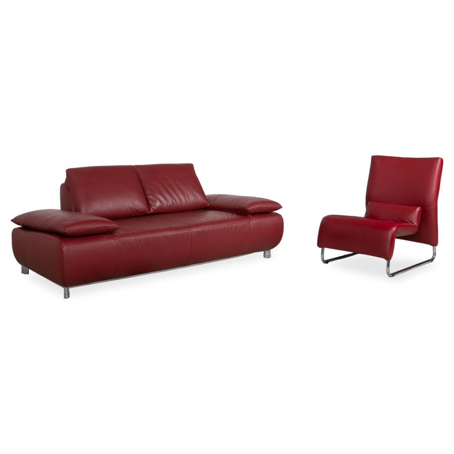 Koinor Volare Garnitur Leder Zweisitzer Sessel Rot manuelle Funktion Sofa Couch