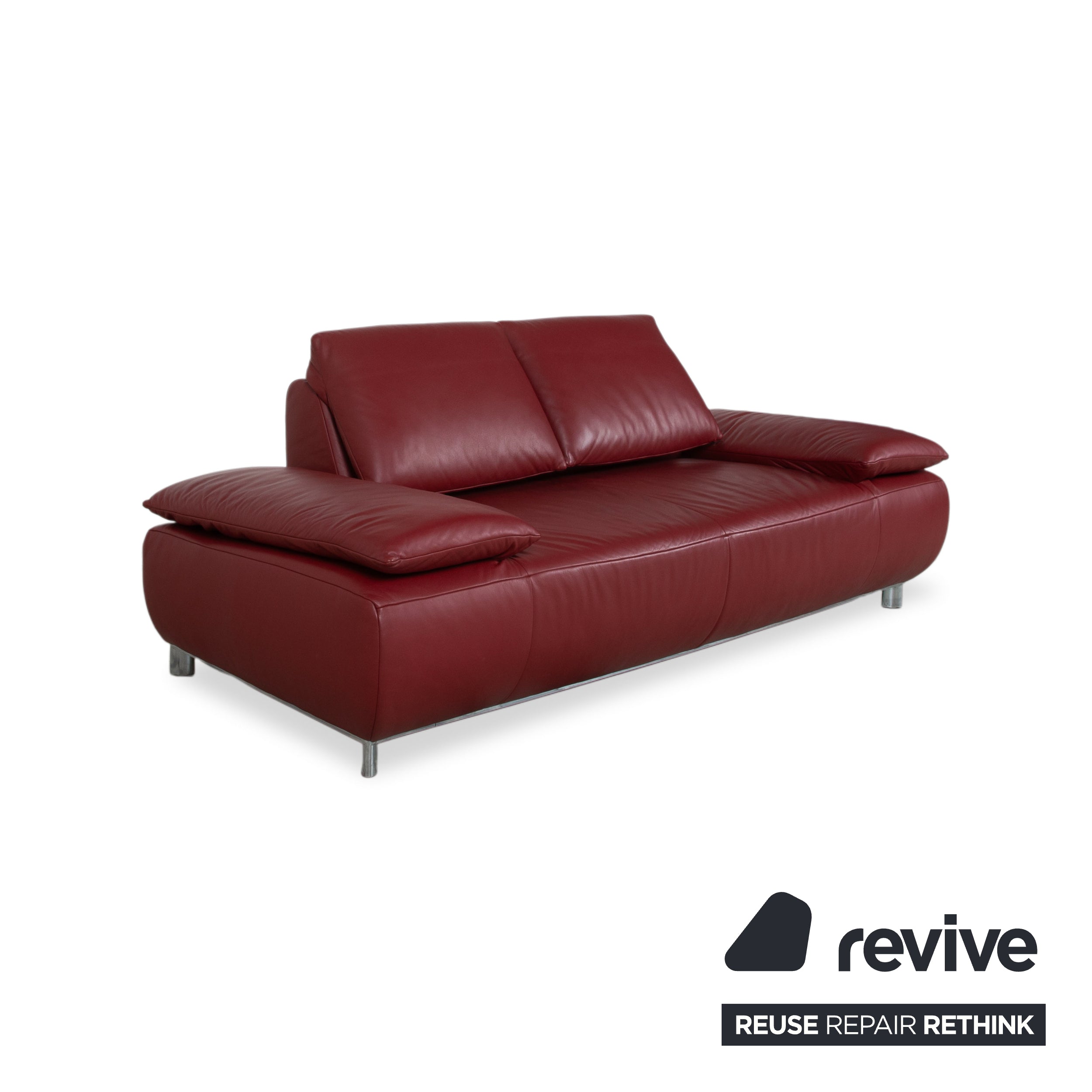 Koinor Volare Leather Suite Two-Seater Armchair Red Manual Function Sofa Couch