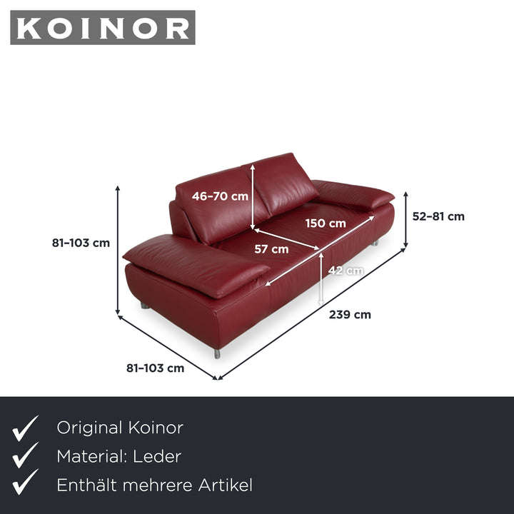 Koinor Volare Garnitur Leder Zweisitzer Sessel Rot manuelle Funktion Sofa Couch