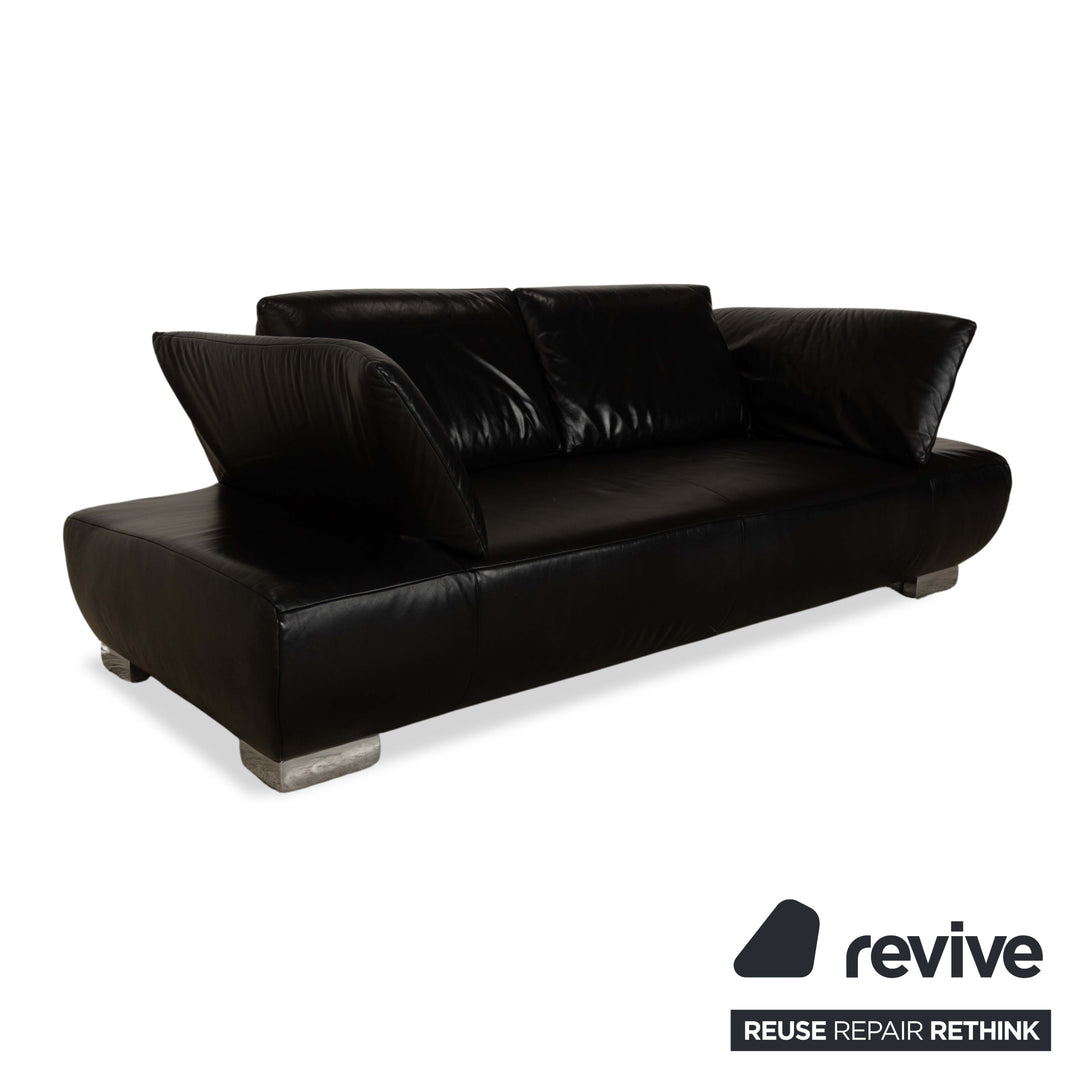 Koinor Volare Leder 2x Zweisitzer 1x Hocker/Sessel Schwarz Sofa Couch manuelle Funktion
