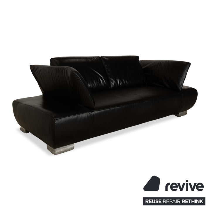 Koinor Volare Leder 2x Zweisitzer 1x Hocker/Sessel Schwarz Sofa Couch manuelle Funktion