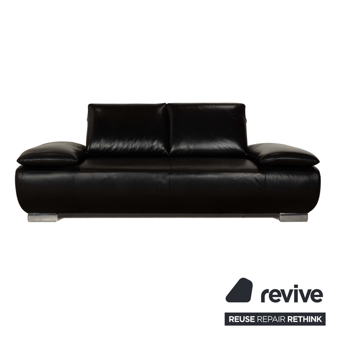 Koinor Volare Leder 2x Zweisitzer 1x Hocker/Sessel Schwarz Sofa Couch manuelle Funktion