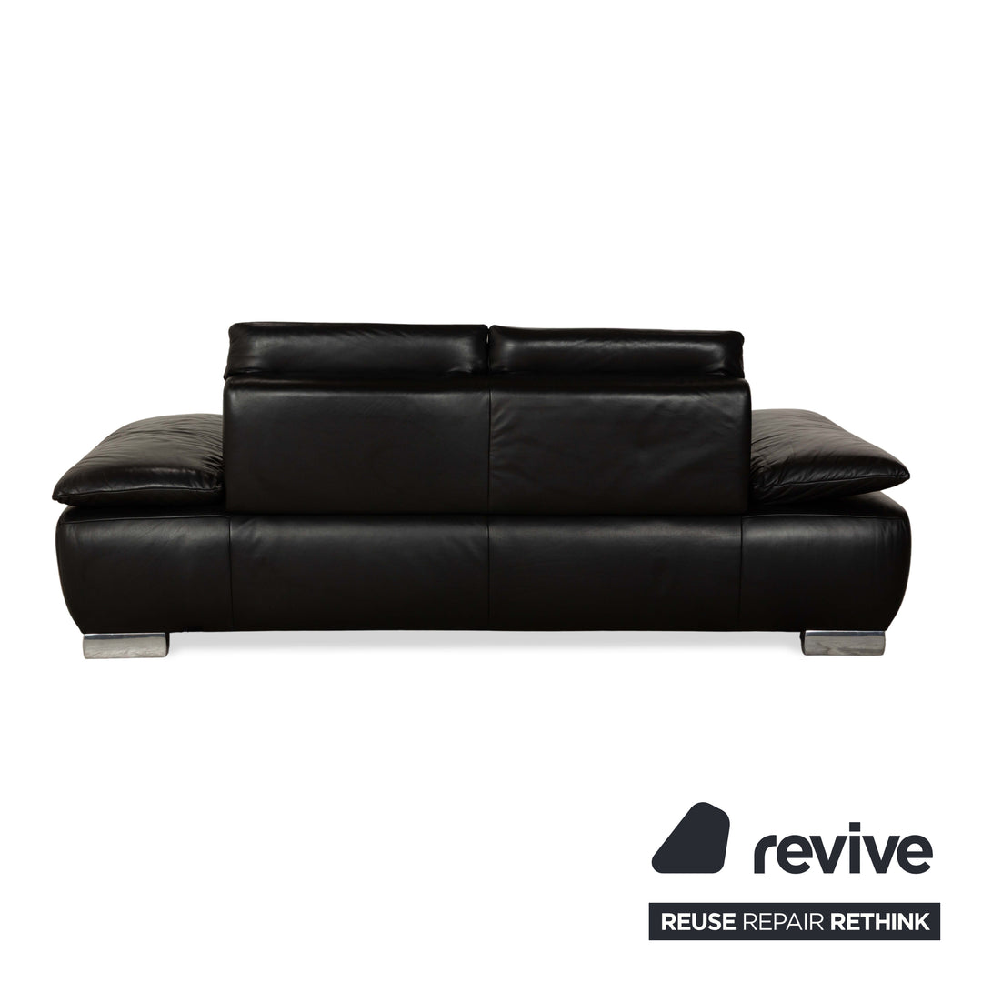 Koinor Volare Leder 2x Zweisitzer 1x Hocker/Sessel Schwarz Sofa Couch manuelle Funktion