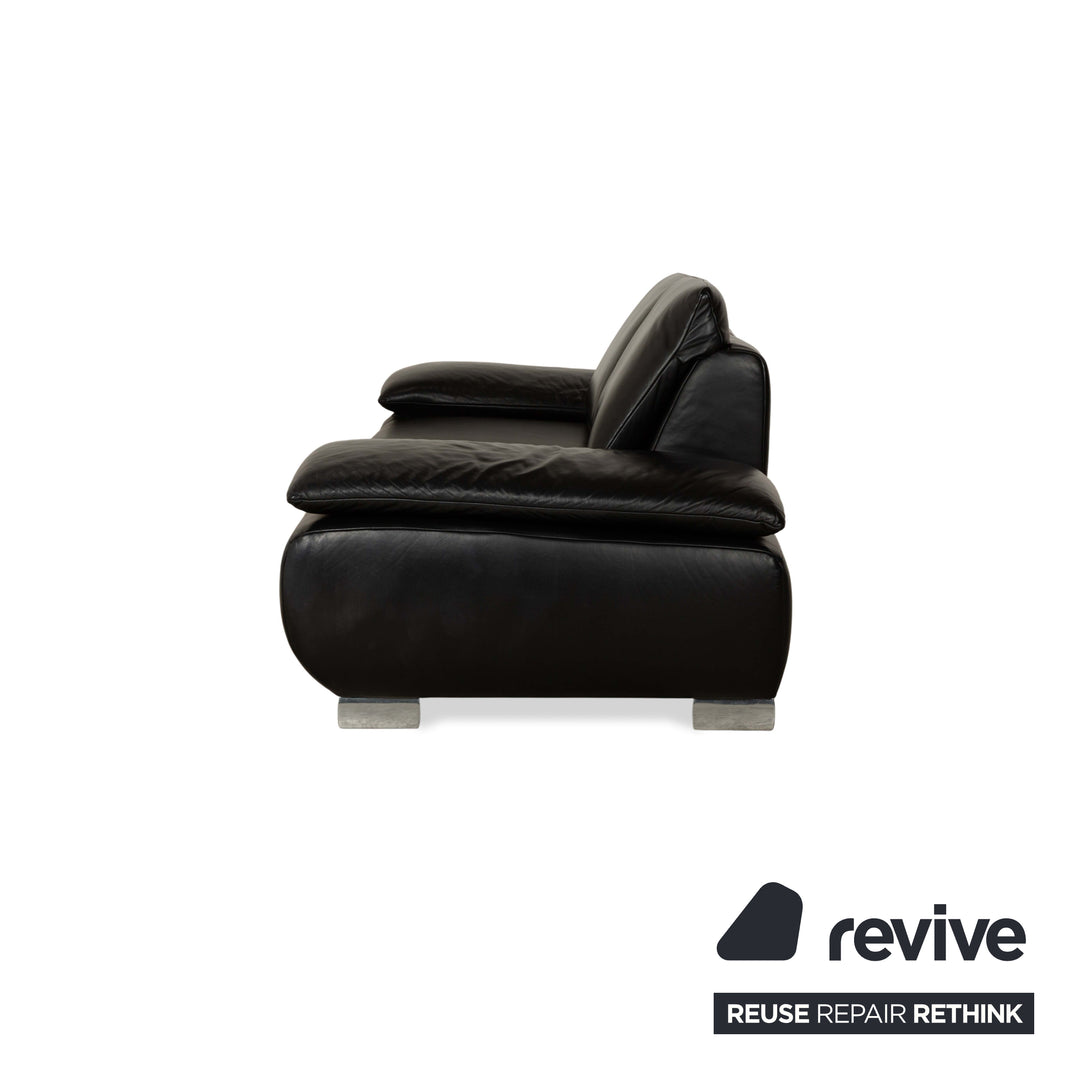 Koinor Volare Leder 2x Zweisitzer 1x Hocker/Sessel Schwarz Sofa Couch manuelle Funktion