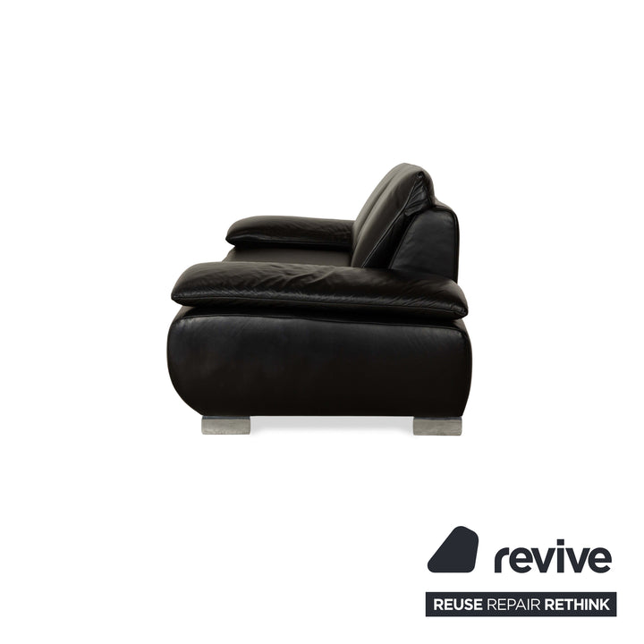 Koinor Volare Leder 2x Zweisitzer 1x Hocker/Sessel Schwarz Sofa Couch manuelle Funktion