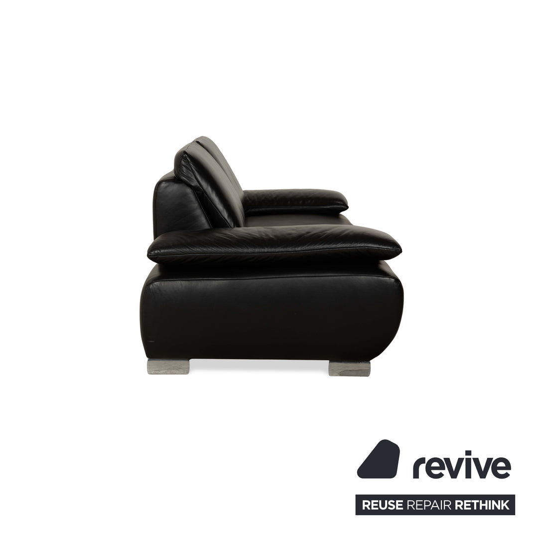 Koinor Volare Leder 2x Zweisitzer 1x Hocker/Sessel Schwarz Sofa Couch manuelle Funktion