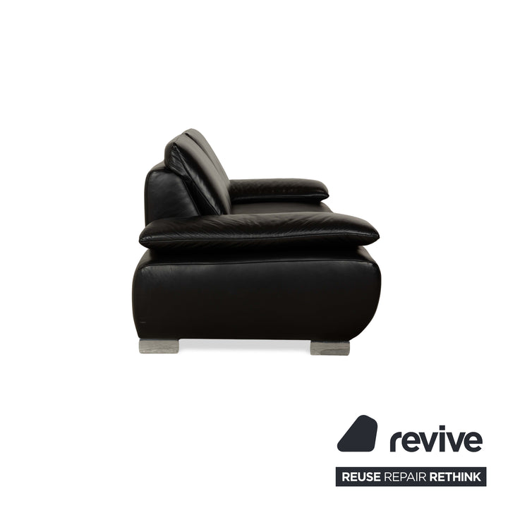 Koinor Volare Leder 2x Zweisitzer 1x Hocker/Sessel Schwarz Sofa Couch manuelle Funktion