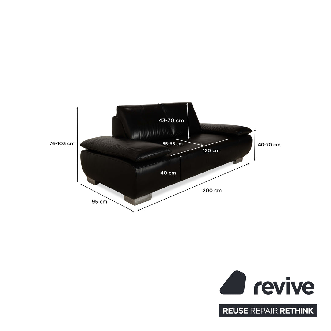 Koinor Volare Leder 2x Zweisitzer 1x Hocker/Sessel Schwarz Sofa Couch manuelle Funktion