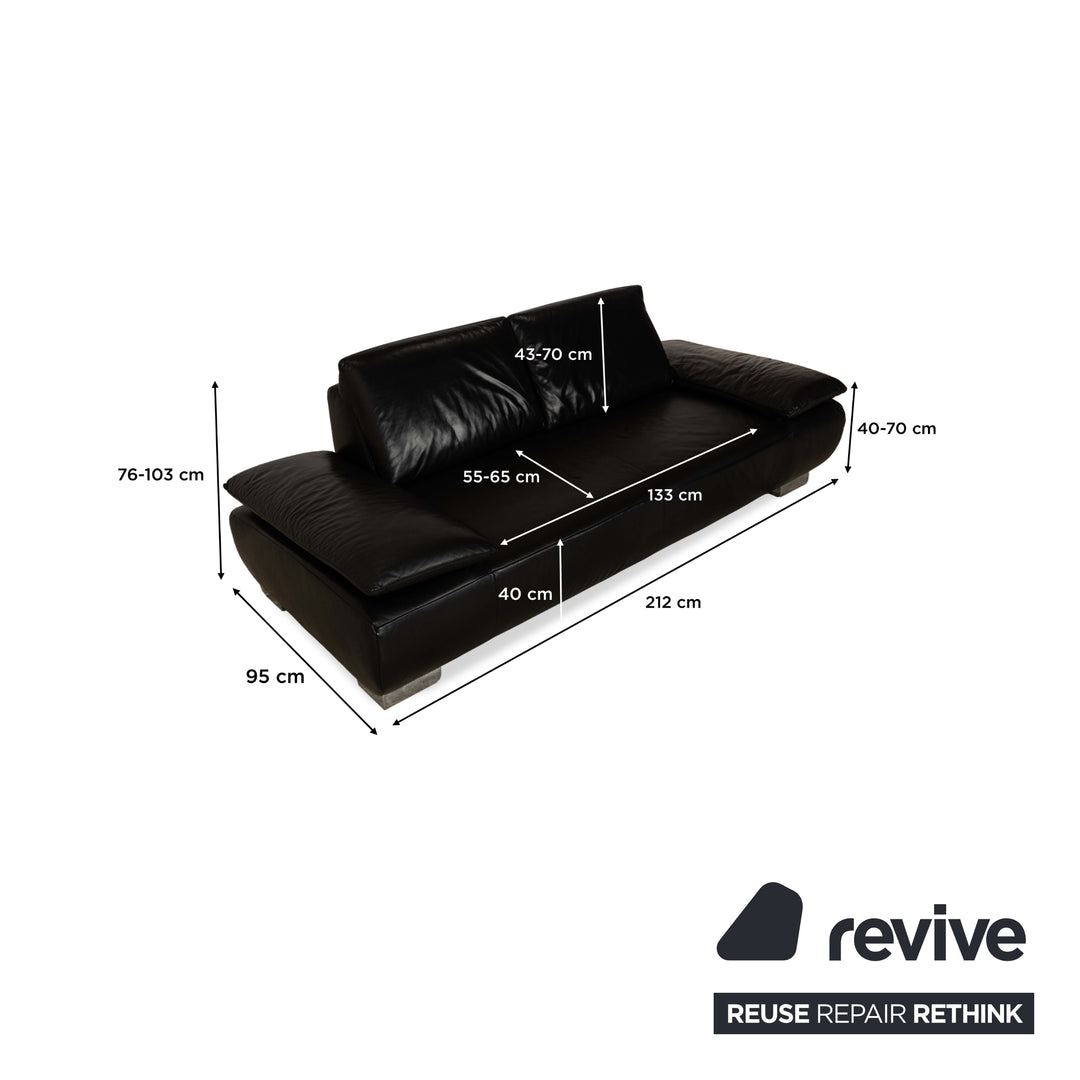Koinor Volare Leder 2x Zweisitzer 1x Hocker/Sessel Schwarz Sofa Couch manuelle Funktion