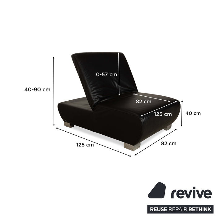 Koinor Volare Leder 2x Zweisitzer 1x Hocker/Sessel Schwarz Sofa Couch manuelle Funktion