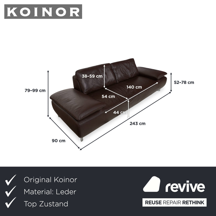 Koinor Volare Leder Dreisitzer Braun manuelle Funktion Sofa Couch