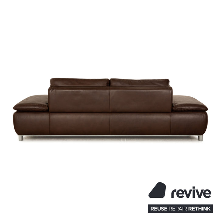 Koinor Volare Leather Three Seater Brown Sofa Couch Manual Function