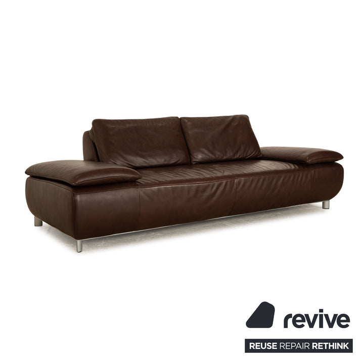 Koinor Volare Leather Three Seater Brown Sofa Couch Manual Function