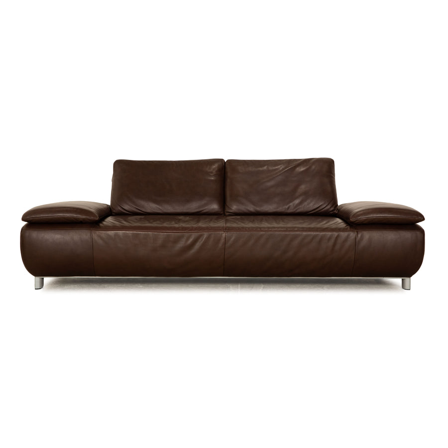 Koinor Volare Leather Three Seater Brown Sofa Couch Manual Function