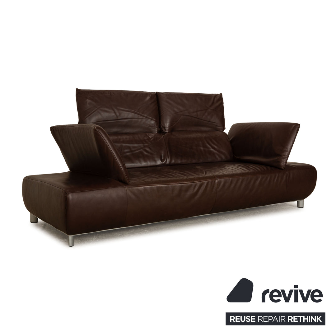 Koinor Volare Leather Three Seater Brown Sofa Couch Manual Function