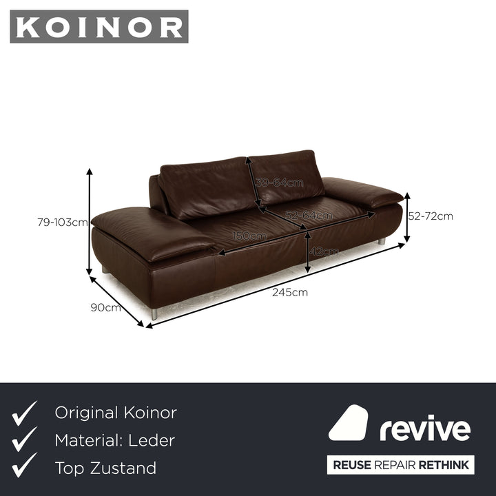 Koinor Volare Leather Three Seater Brown Sofa Couch Manual Function