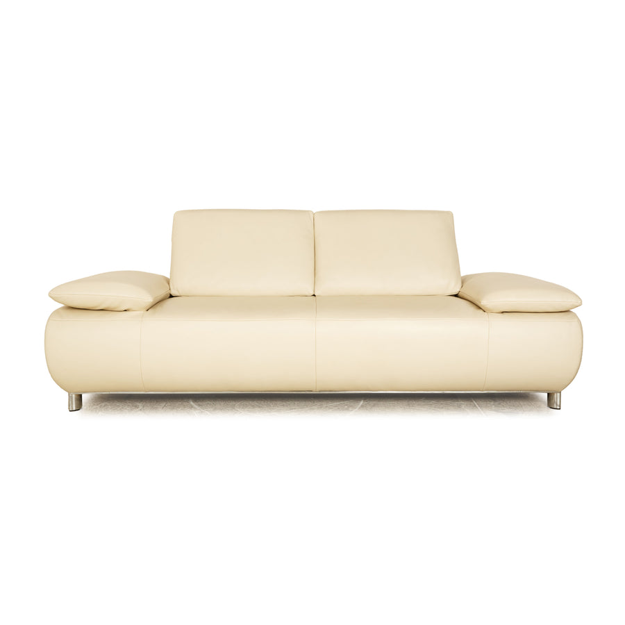 Koinor Volare Leather Three Seater Cream Manual Function Sofa Couch