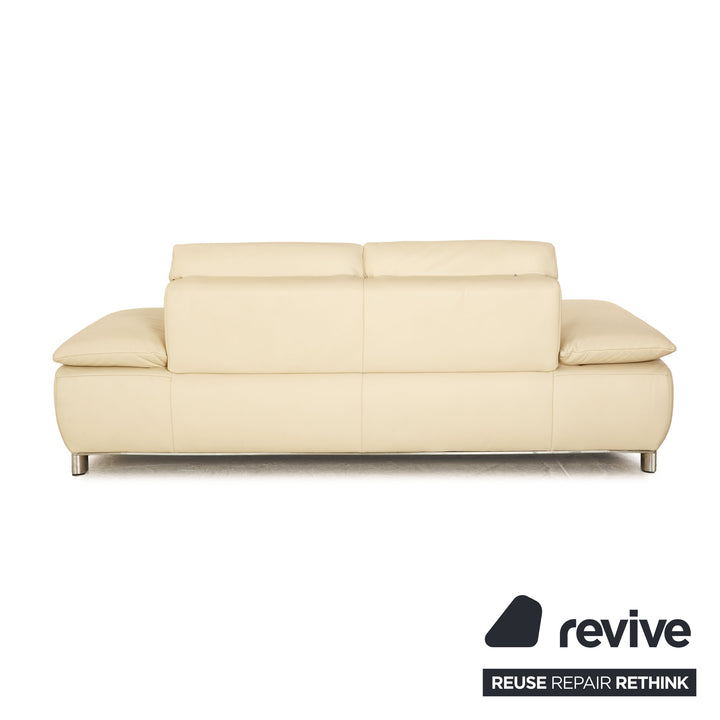 Koinor Volare Leather Three Seater Cream Manual Function Sofa Couch