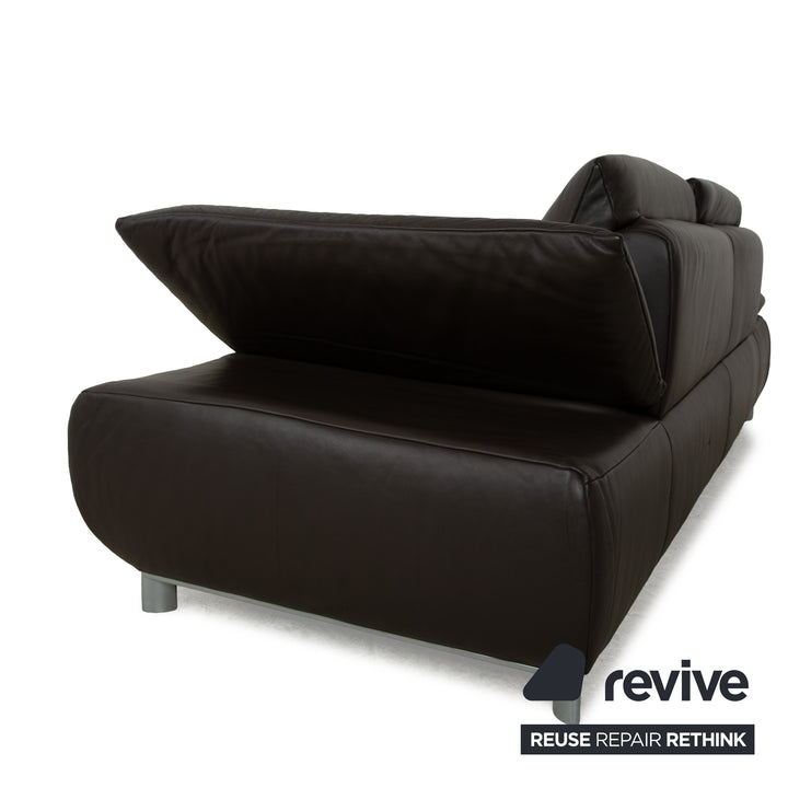 Koinor Volare Leather Three-Seater Dark Brown Manual Function Sofa Couch